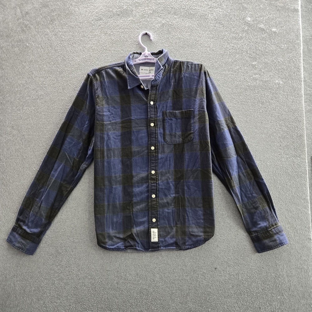 Abercrombie & Fitch Men Button Up Shirt XL Blue Plaid Casual Shirt Muscle